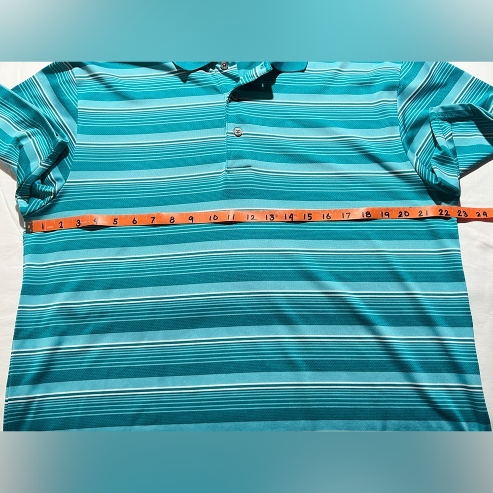 PGA TOUR Men’s Teal‎ stripe AirFlux polo golf shirt size L. - Picture 11 of 12